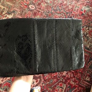 John Weitz snakeskin clutch bag, black